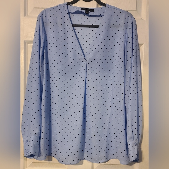 Banana Republic Tops - Banana Republic Sky Blue Polka Dot Blouse Sz L